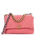 Metallic Tweed Quilted Large Chanel 19 Flap Pink