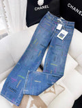 Chanel 22P blue denim graffiti jeans