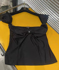 Chanel 23S Popular Bowknot Off Shoulder Slim Fit Top Size 42