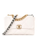 Lambskin Quilted Large Chanel 19 Flap White