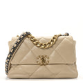Lambskin Quilted Large Chanel 19 Flap Beige