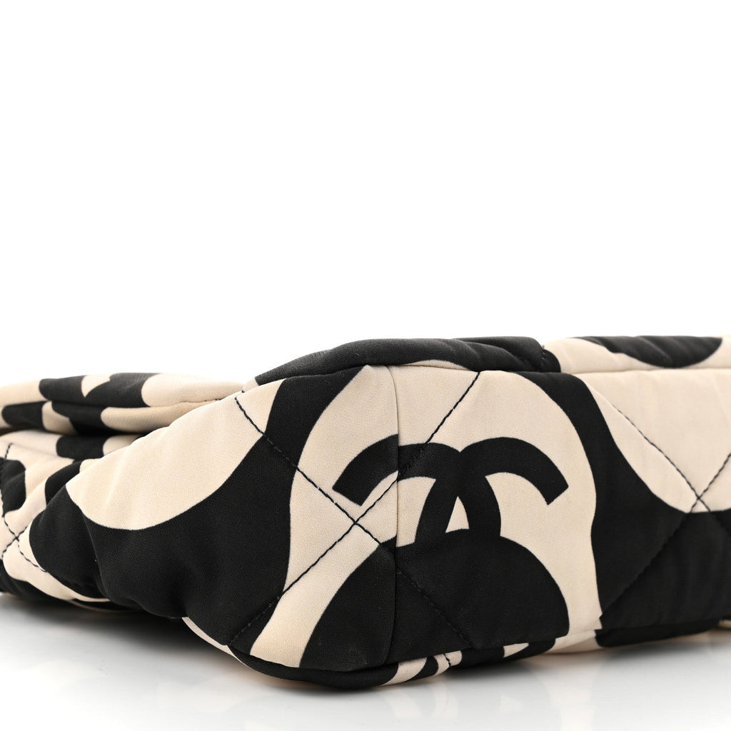 Fabric Printed Medium Chanel 19 Flap Black Ecru