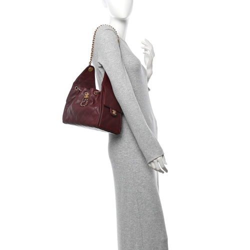 Caviar Quilted Small Chanel 25 Handbag Burgundy