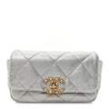 Metallic Goatskin Quilted Chanel 19 Waist Bag Silver