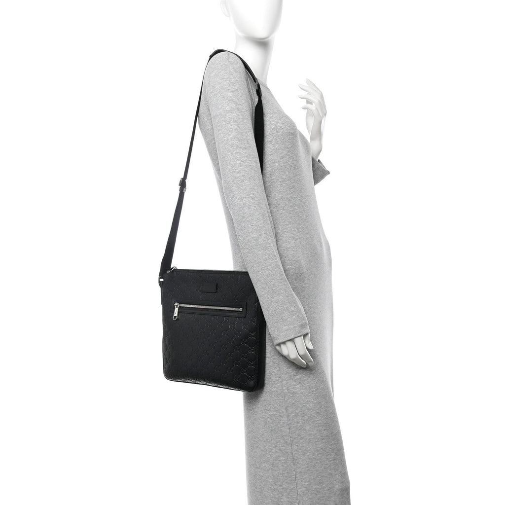 Guccissima Signature Medium Flat Messenger Bag Black