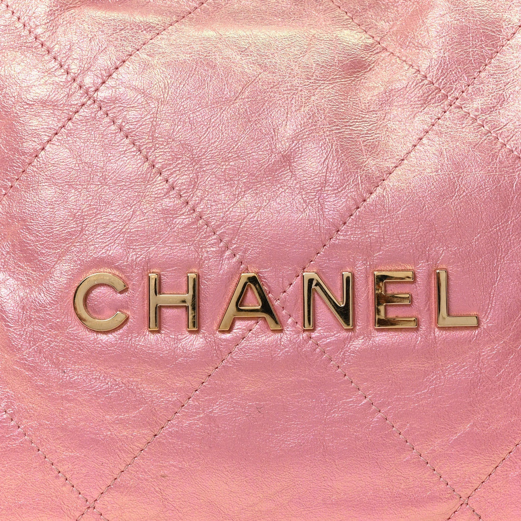 Metallic Shaded Calfskin Quilted Chanel 22 Pink