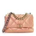 Iridescent Lambskin Quilted Chanel 19 Flap Pink