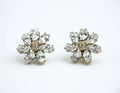 Chanel Vintage 02A Rhinestone Sparkling Ice Crystal Flower Clip-on Earrings