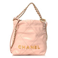 Shiny Calfskin Quilted Mini Chanel 22 Light Pink