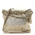 Metallic Lambskin Quilted Mini Chanel 22 Golden