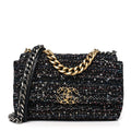 Tweed Sequin Quilted Medium Chanel 19 Flap Black Multicolor