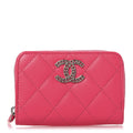 Caviar Quilted Coco Chanel CC Zip Coin Purse Fuchsia