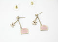 Chanel Vintage 01 Enamel Pink Purse Rue Cambon CC Dangle Stud Earrings