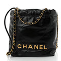 Shiny Calfskin Quilted Mini Chanel 22 Black