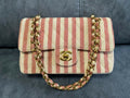 Chanel Vintage Striped Linen Classic Flap Bag
