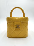 Chanel 1995 Vintage Barbie Yellow Heart-Mirror Vanity Case Bag