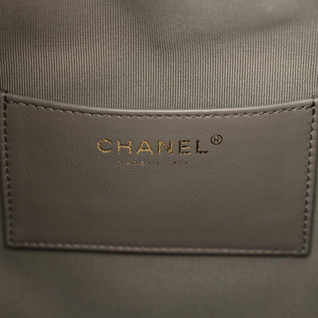 Suede Quilted Medium Chanel 25 Handbag Grey