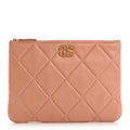 Goatskin Large Chanel 19 Pouch Pink