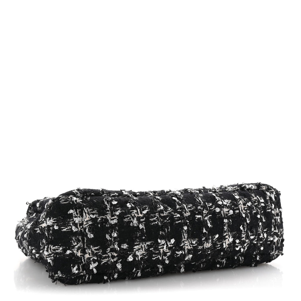 Tweed Quilted Large Chanel 19 Flap Black Silver Ecru