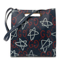 Calfskin GucciGhost Medium XL Tote Blue Agata Hibiscus Red
