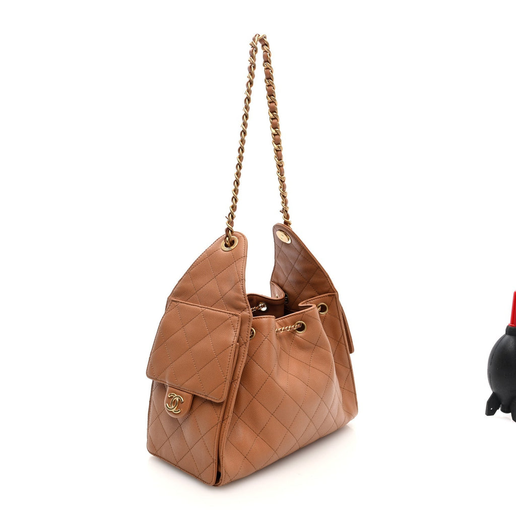 Caviar Quilted Small Chanel 25 Handbag Brown