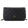 Chanel Black Caviar Leather Classic Wallet on Chain WOC GHW