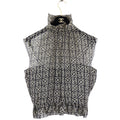Chanel 00A Sheer Silk Chiffon Coco Logo Ruffle Neck Sleeveless Blouse - FR38 (4/6)