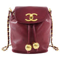 Chanel Vintage 1994-96 Red Lambskin Leather Drawstring Bucket Bag