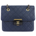 Chanel Navy Sheepskin Quilted Small Beauty Lock Chain Tote Bag