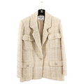 Chanel Spring 2019 Beige and Ecru Iridescent Tweed Blazer Jacket - FR42 / 10