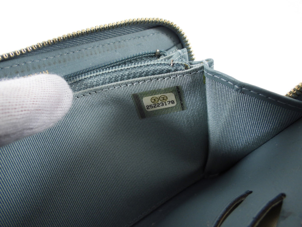 Chanel Blue Caviar Shimmer Leather Small Zippy Wallet