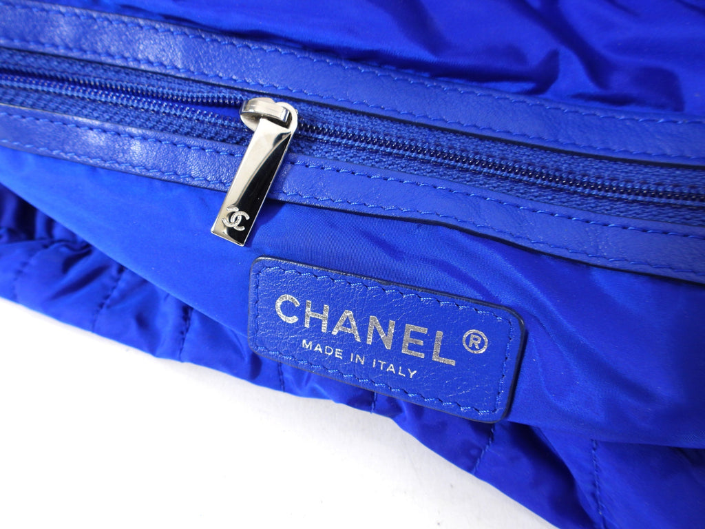 Chanel 12P Cobalt Blue Nylon Flap Bag and Pouch