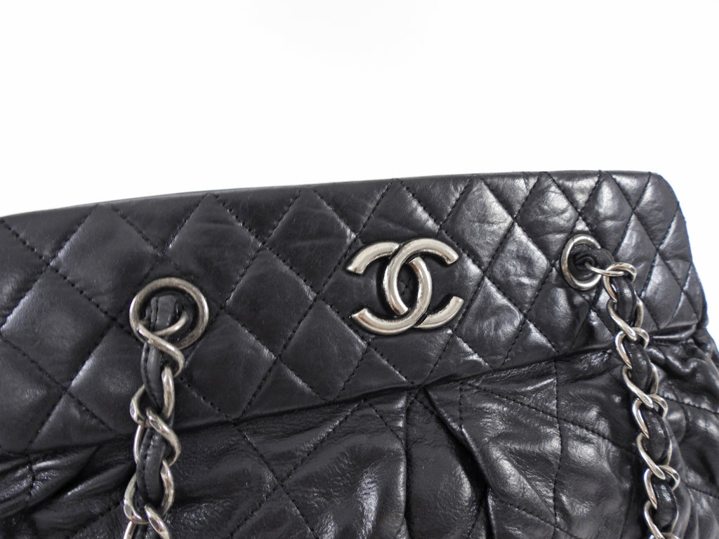 Chanel Black Leather Chic Quilt Bowling Bag