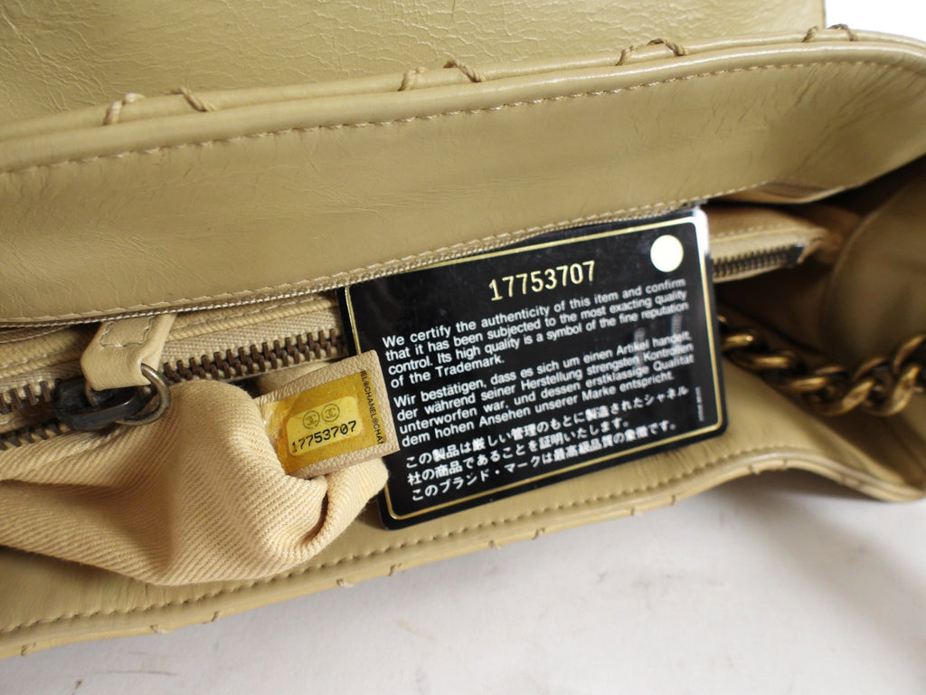Chanel Beige Quilted Leather Boy Accordion Chain Tote Bag