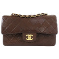 Chanel Vintage 1989 Chocolate Brown Lambskin Small Double Classic Flap Bag GHW