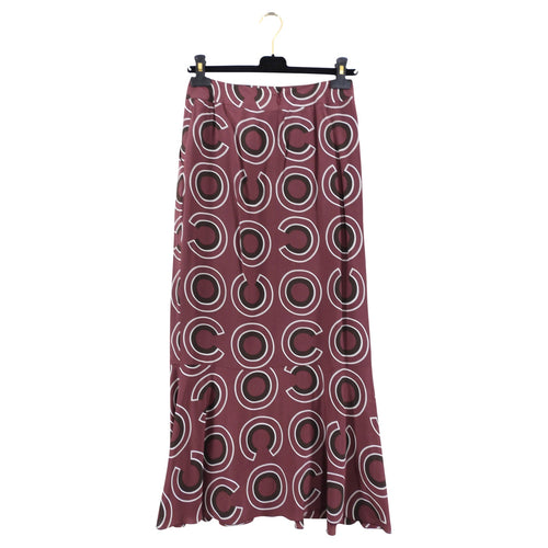 Chanel 01A Coco Logo Long Silk Logo Skirt - FR38 / 6 / S