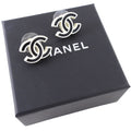 Chanel 22S Black and Ivory Resin CC Stud Earrings