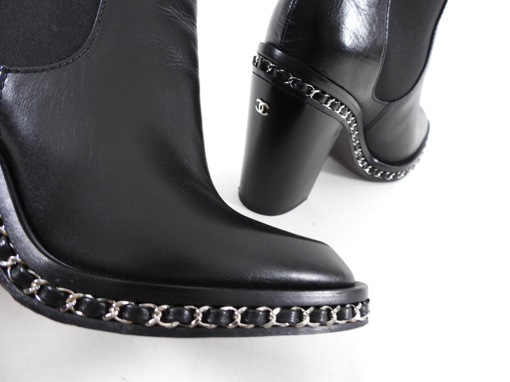 Chanel Fall 2013 Runway Black Chain Around Ankle Boot - 39.5
