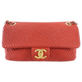 Chanel Surpique Chevron Red Quilted Small Flap Bag