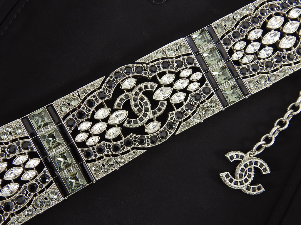 Chanel 15K Crystal CC Art Deco Style Runway Choker Necklace