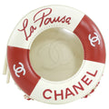 Chanel 2019 C Runway Red and White La Pausa Lifesaver Round Bag