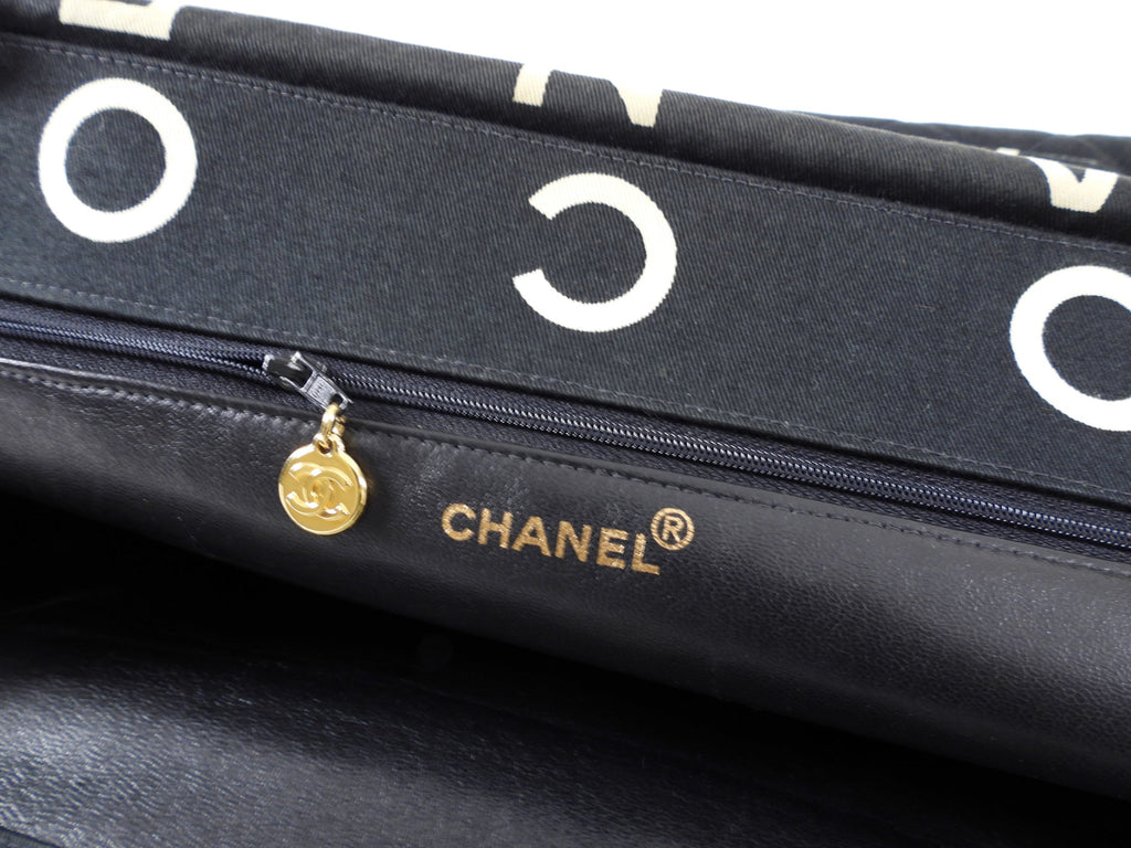 Chanel Vintage 1996 Coco Letters Canvas Large Tote Bag