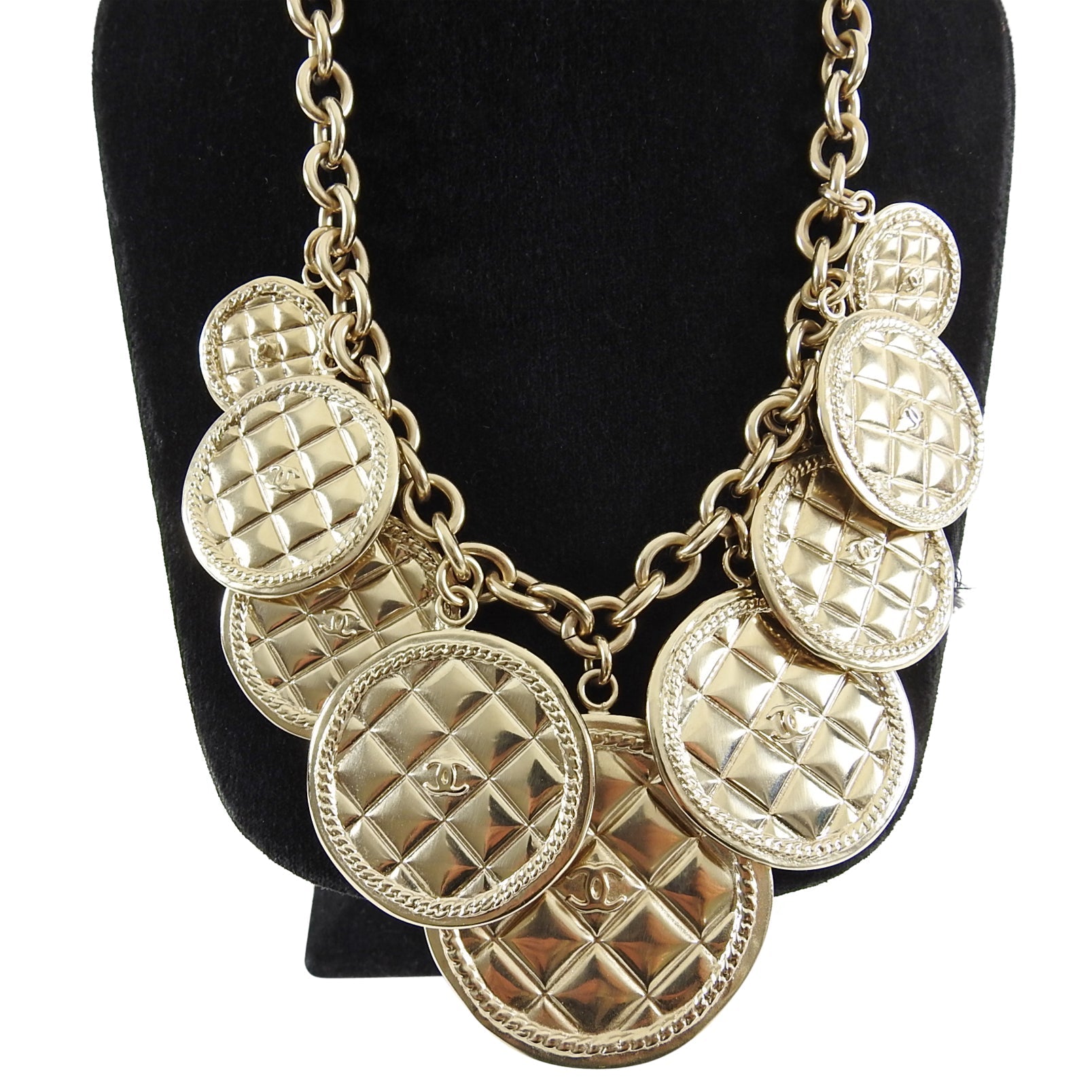 Chanel 2015 Fall Runway Gold Coin Charm Necklace