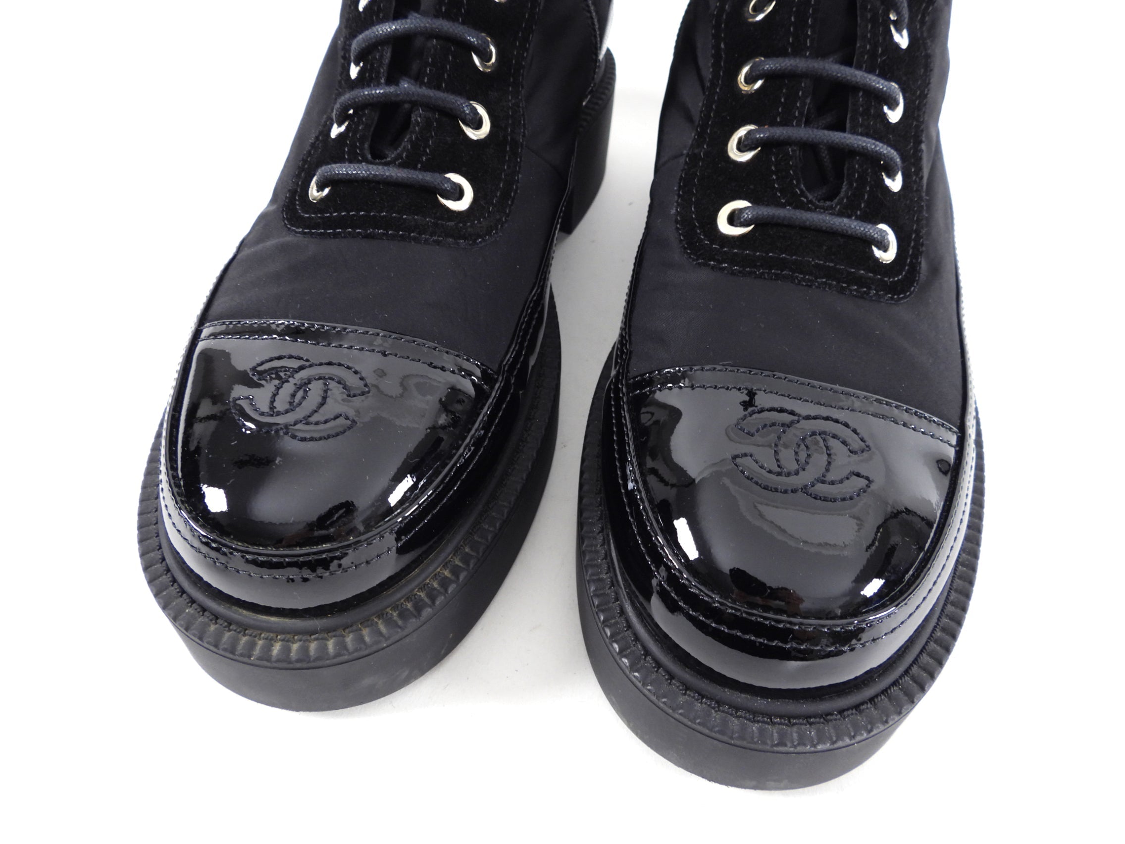 Chanel 2021 Combo Nylon Patent Ankle Boot - 40.5 / 9.5