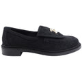 Chanel 22P Black Corduroy Quilted Crystal CC Turnlock Loafers - 37