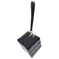 Chanel Vintage Black Patent Leather Micro Quilt Cube Wristlet Bag