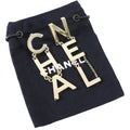 Chanel 19S Light Goldtone Spellout Logo Drop Earrings