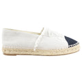 Chanel Black and Natural Canvas Cap Toe CC Espadrille Flats - 37 (36.5)