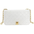 Chanel Vintage 1989 White Classic Medium Full Flap Bag