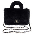 Chanel 17A Black Oryalg Top Handle Flap Bag with Chain Strap